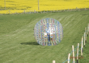 zorbing down the hill banner