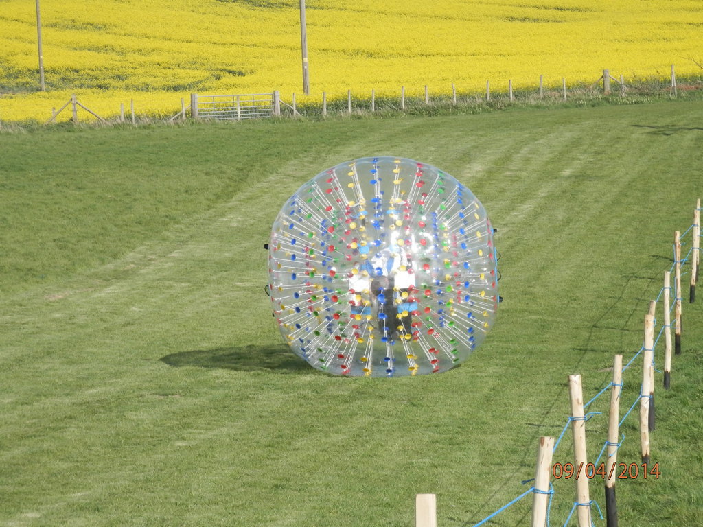 zorbing down the hill banner